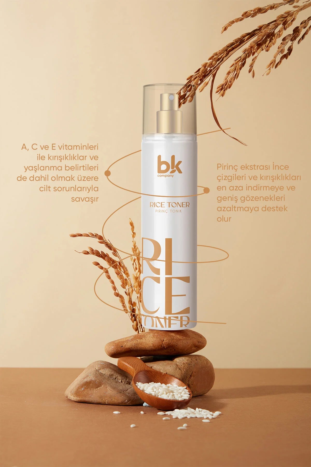 BK Company Rice Toner – Met Rijstextract & Niacinamide – Hydraterende & Egaliserende Gezichtstoner – Voor Alle Huidtypes – 200 ml