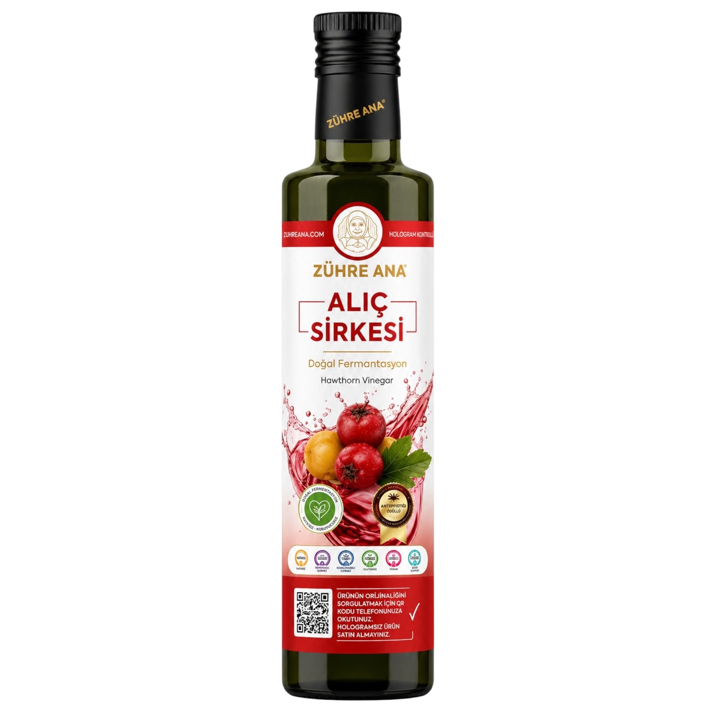 Zühre Ana Alıç Sirkesi 500 ml – Natuurlijk Gefermenteerde Meidoornazijn – Traditionele Fruitazijn – Vegan
