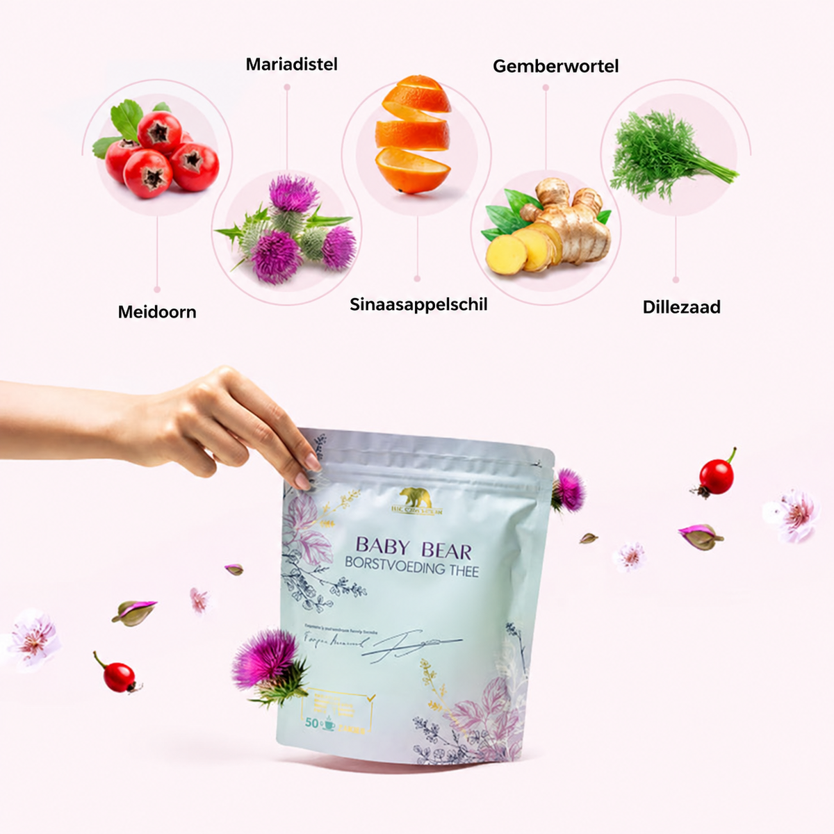 The Green Bear Baby Bear Borstvoedingsthee – Kruidenthee voor Borstvoedende Moeders – 160 g – 50 Porties