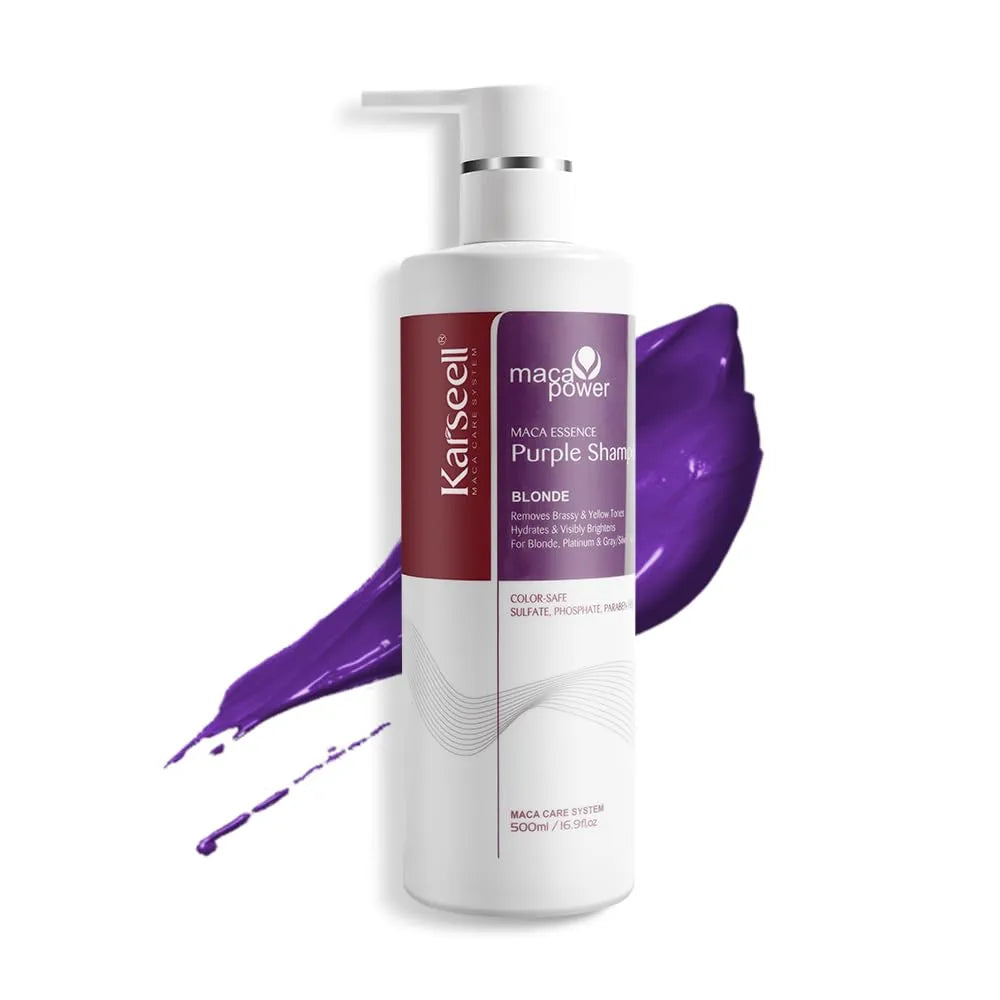 Karseell Purple Shampoo – Anti-Geel Effect Shampoo – Voor Blond, Grijs & Geblondeerd Haar – Hydraterend & Glans – 500 ml