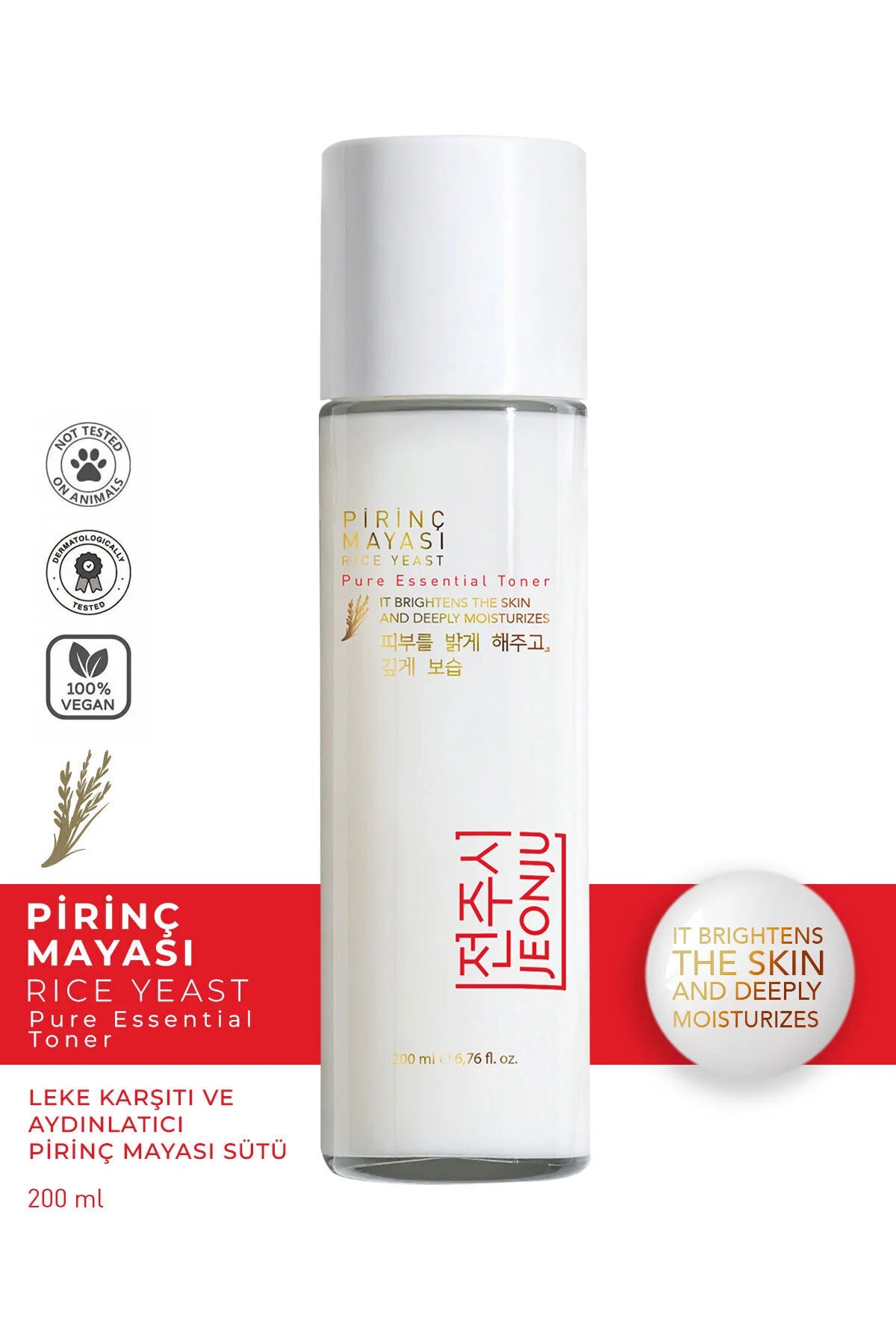 Jeonju Rice Yeast Toner – Met Rijstextract & Niacinamide – Hydraterende & Egaliserende Gezichtstoner – Voor Alle Huidtypes – 200 ml