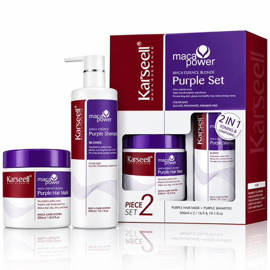 Karseell Purple Haarmasker + Purple Shampoo – Set voor Blond & Grijs Haar