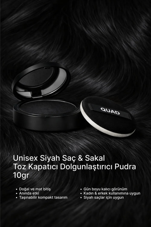 QUAD Hair Concealer Powder - Haar- & Baardpoeder - Haarverdikkend Camouflagepoeder - Zwart - 10 g