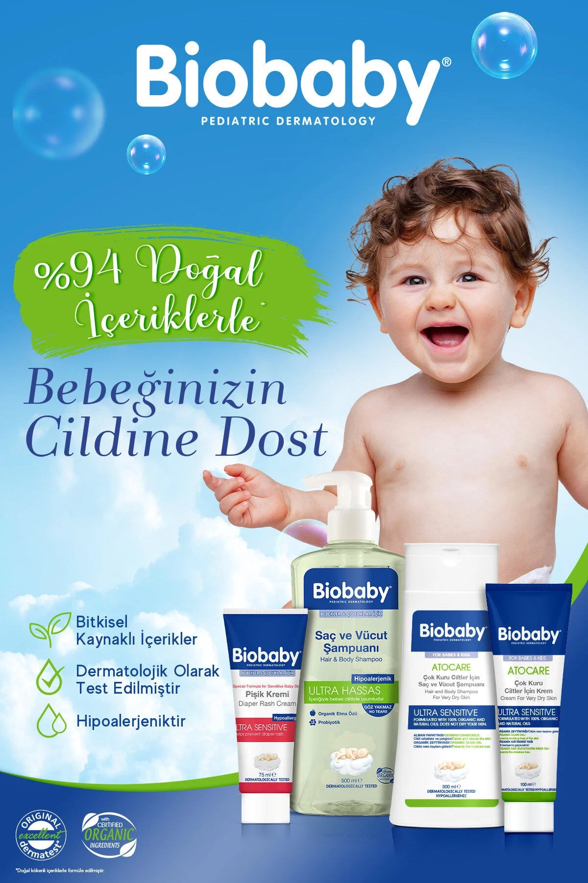 Biobaby - Atocare Shampoo voor Droge en Atopische Huid 300 ml – Hypoallergene Baby Shampoo voor Haar en Lichaam