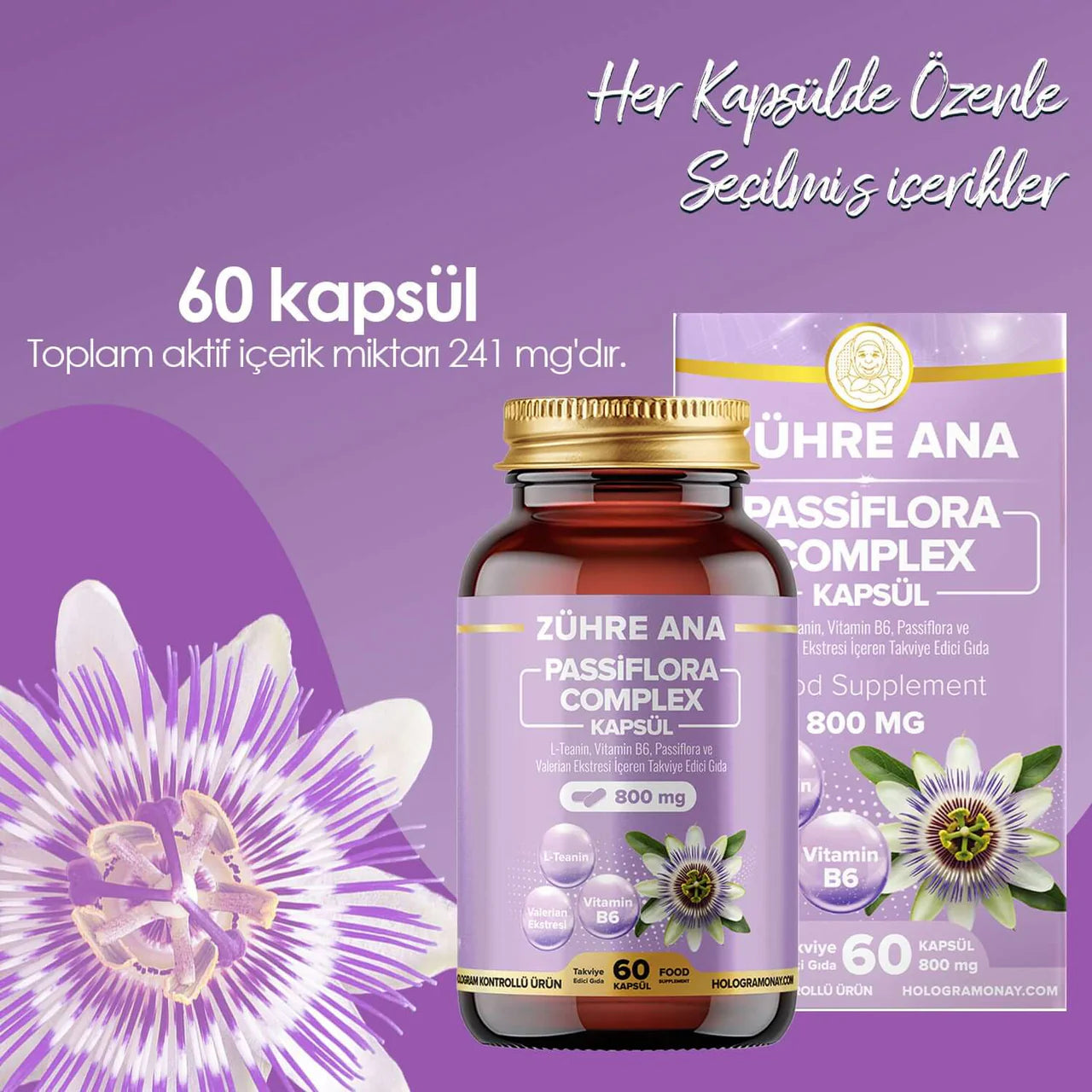 Zühre Ana® Passiflora Complex – 60 Capsules | L-Theanine, Valeriaan & Vitamine B6