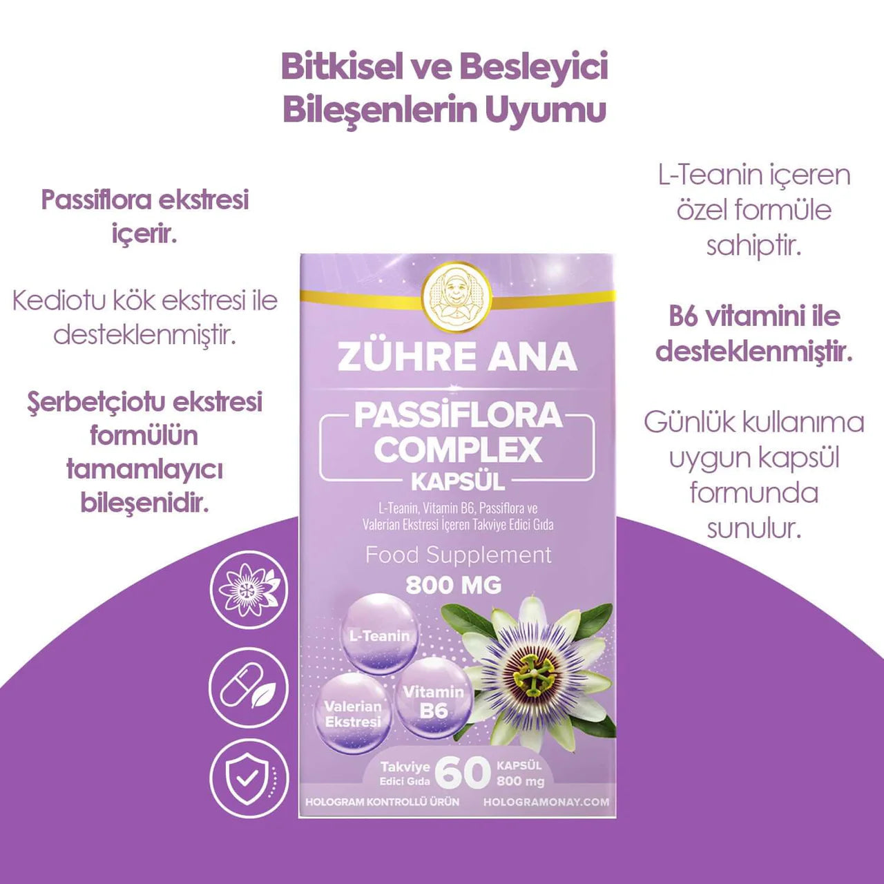 Zühre Ana® Passiflora Complex – 60 Capsules | L-Theanine, Valeriaan & Vitamine B6