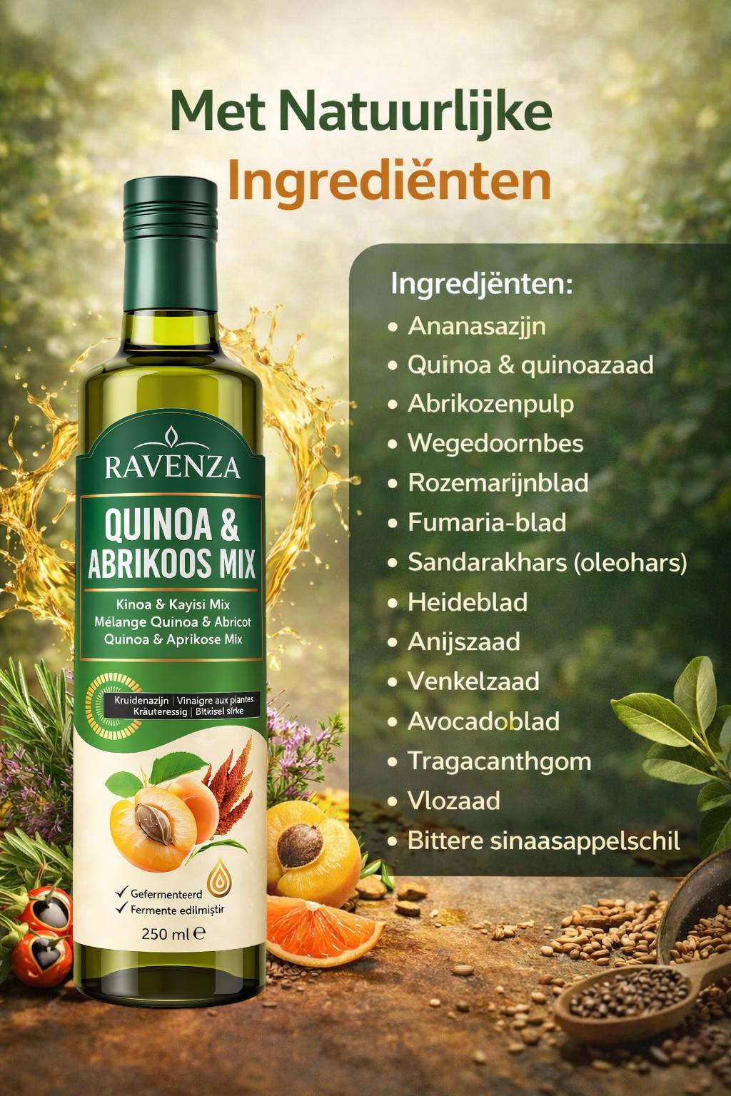 Ravenza Quinoa&Abrikoos Mix Azijn - 250ml