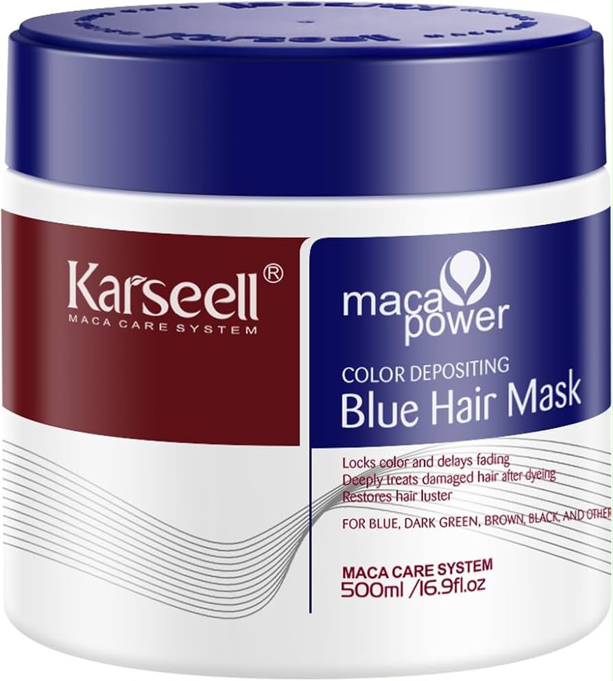 Karseell Maca Power Blue Hair Mask – Blauw Kleurmasker voor Gekleurd Haar – 500 ml