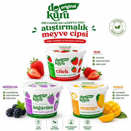 dokuru Gevriesdroogd Fruit Mixpakket – Aardbei, Braam & Mango – 3 x 15 g