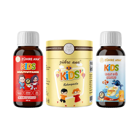Zühre Ana Kids Voordeelpakket – Multivitamine Siroop | Omega 3 Visolie Siroop | Kids Cacaopasta