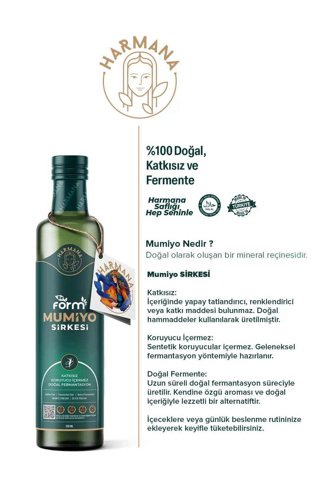Harmana BeForm Mumiyo Azijn – Gefermenteerde Drinkazijn met Mumiyo & Honing – 250 ml