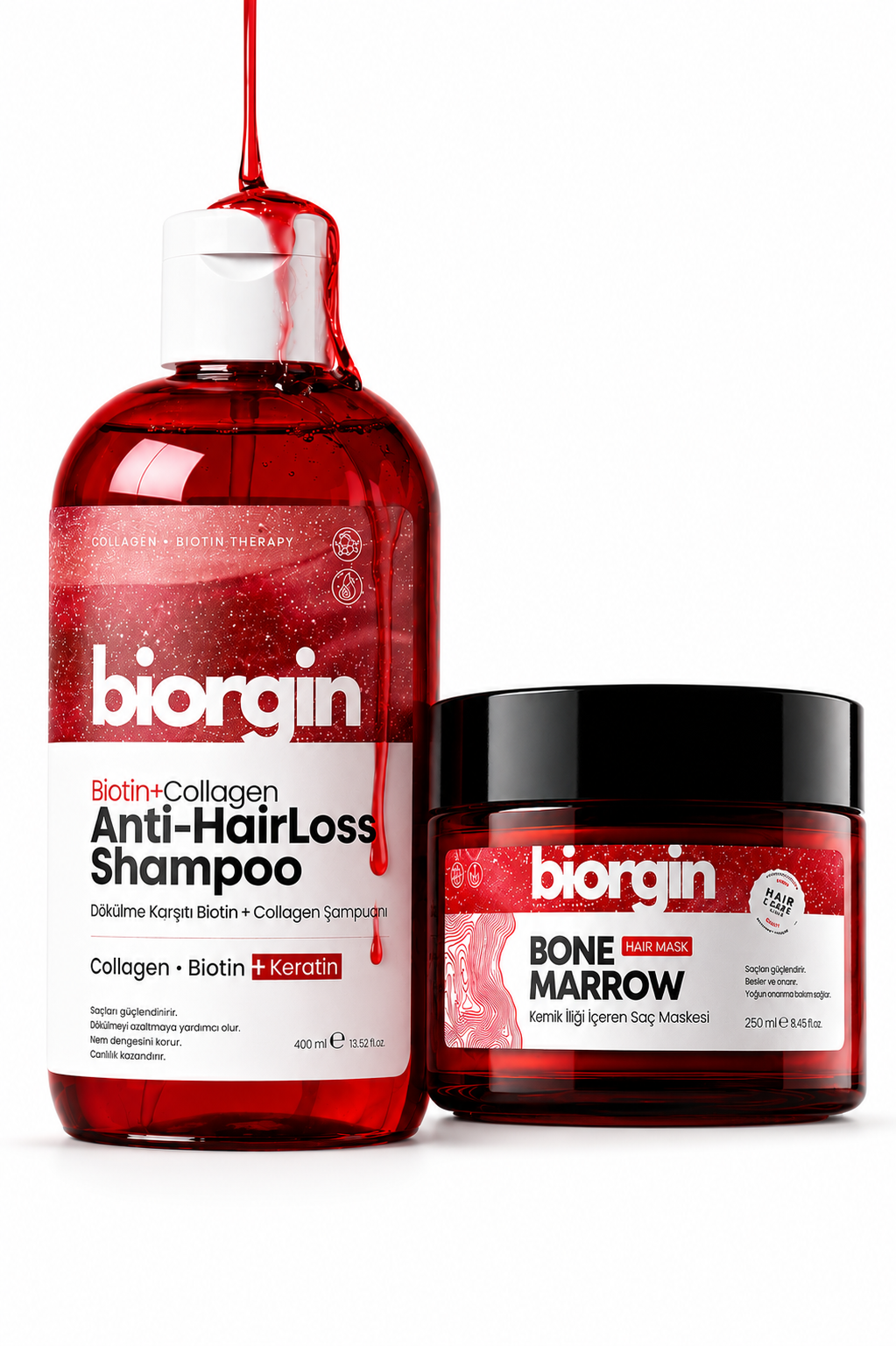 Biorgin Anti-Hairloss Shampoo & Bone Marrow Hair Mask – Haarverzorgingsset 400 ml + 250 ml