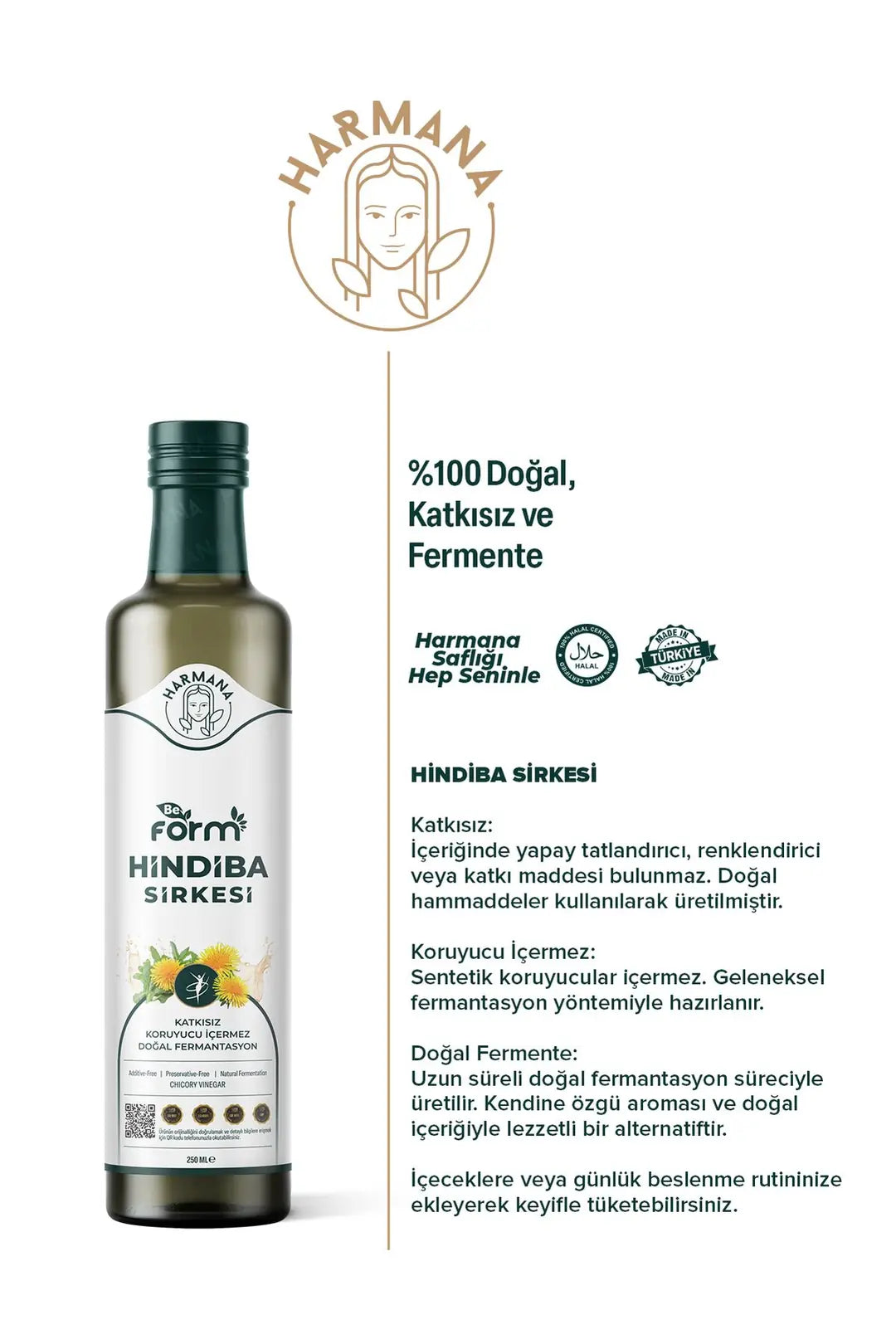 Harmana BeForm Cichorei Azijn – Gefermenteerde Azijn met Cichorei – 250 ml