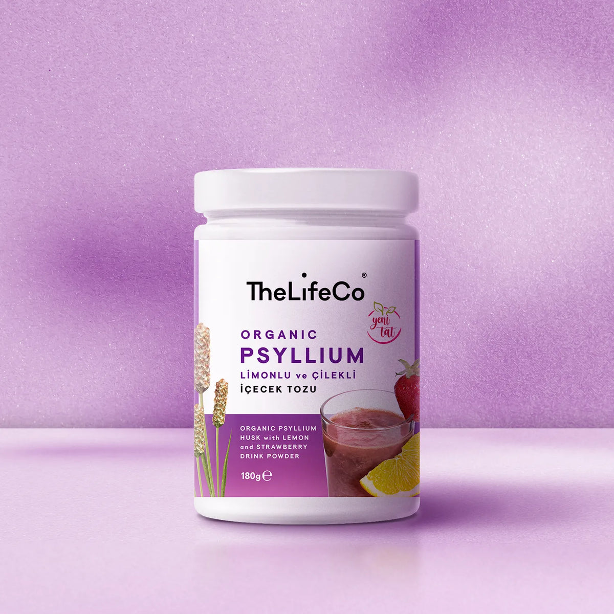 TheLifeCo Organic Psyllium Citroen & Aardbei Drankpoeder – 180 g